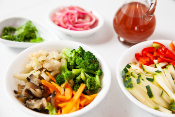 Close-up of the process of preparation of homemade pickles