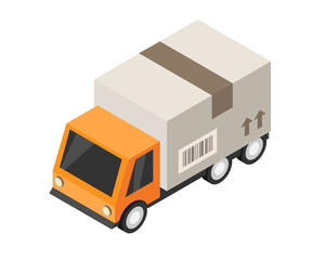Isometric delivery truck. Vector illustration isolated on white background.