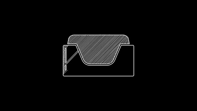 White line Pet bed icon isolated on black background. 4K Video motion graphic animation