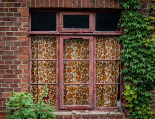 old vintage window with curtain