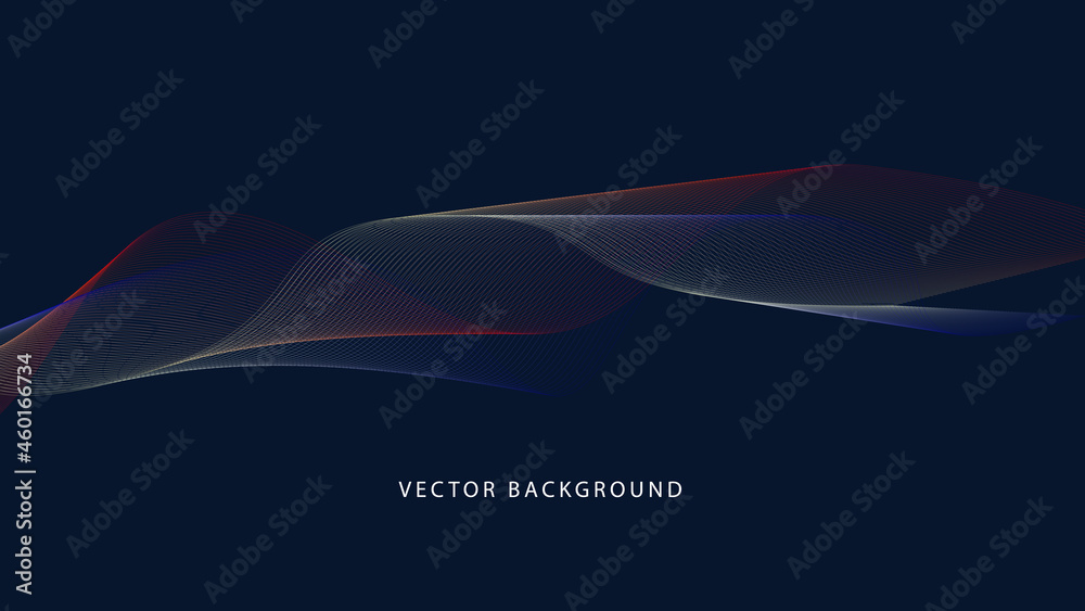Wall mural original vector background, colorful lined wave with flowing elements, minimalistic organized clean 
