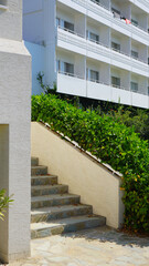 hotel grounds garden palm trees flowers shrubs path lawn cyprus summer vacation garden resort summer