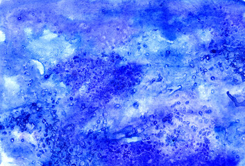 Fototapeta na wymiar blue watercolor background with texture and drops