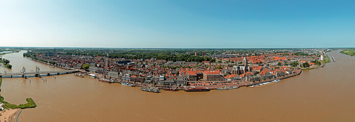 Aerial panorama from the city Kampen in the Netherlands - obrazy, fototapety, plakaty