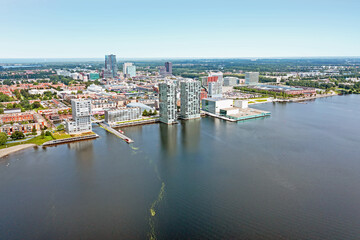 Fototapeta na wymiar Aerial from the city Almere near Amsterdam in the Netherlands