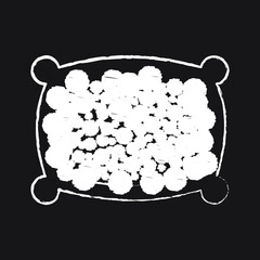 Pillow Line Icon design, white chalk. Draw a picture on the blackboard.
