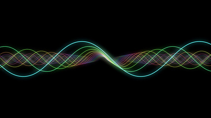 Wave Neon lines rainbow colored 3D illustration background