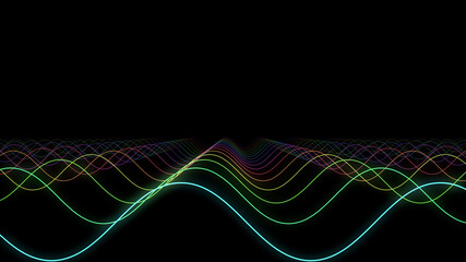 Wave Neon lines rainbow colored 3D illustration background