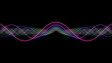 Wave Neon lines rainbow colored 3D illustration background
