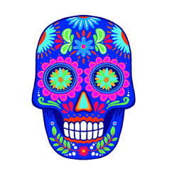 Sugar Skull with diamonds, flowers and ornaments. Day Of The Dead. Vector illustration human head bones halloween tattoo dia de los muertos 