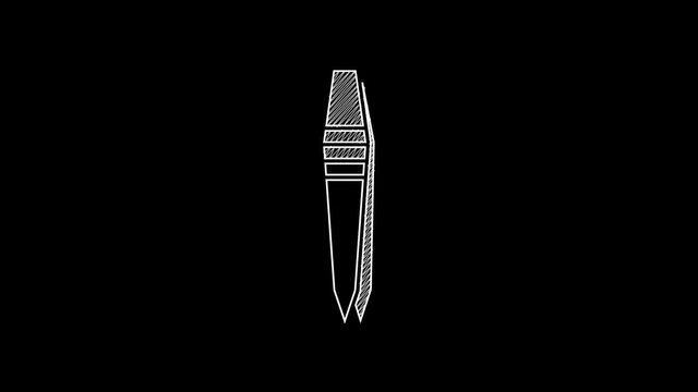 White line Tweezers icon isolated on black background. 4K Video motion graphic animation