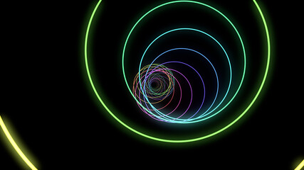 Tube Neon lines rainbow colored 3D illustration background