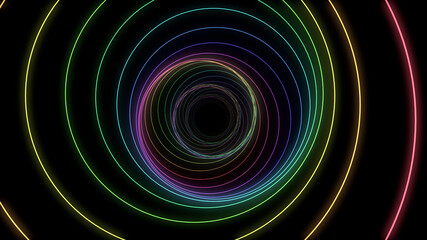 Tube Neon lines rainbow colored 3D illustration background
