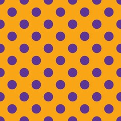 Orange and purple Polka Dot seamless pattern. Vector background. Halloween pattern.