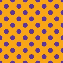 Orange and purple Polka Dot seamless pattern. Vector background. Halloween pattern.