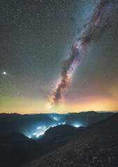 Glowing Milky Way Galaxy within Agrafa mountains	
