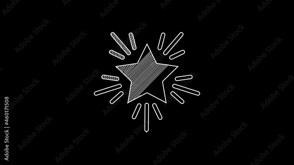 Wall mural white line christmas star icon isolated on black background. merry christmas and happy new year. 4k 