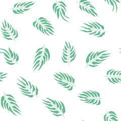 Floral seamless with hand drawn color leaves. Cute autumn background. Tropic green branches. Modern floral compositions. Fashion vector stock illustration for wallpaper, poster, card, fabric, textile.