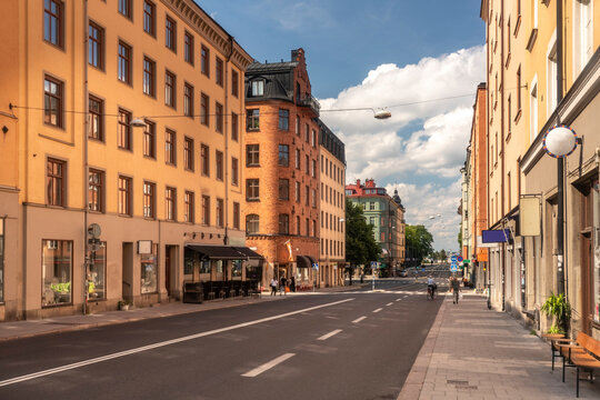 Sweden, Stockholm, Sodermalm, Renstiernas street with famous pubs