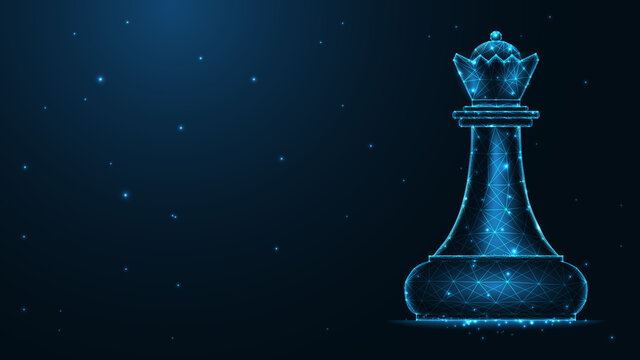 Chess queen line connection. Low poly wireframe design. Abstract geometric background. vector illustration.