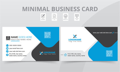 Professional Two-sided Business Card Print Templates Layout Design.