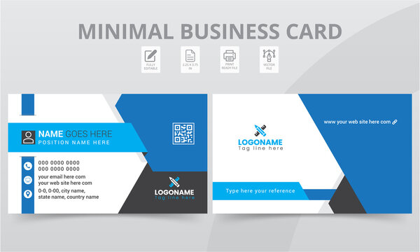 Professional Two-sided Business Card Print Templates Layout Design.
