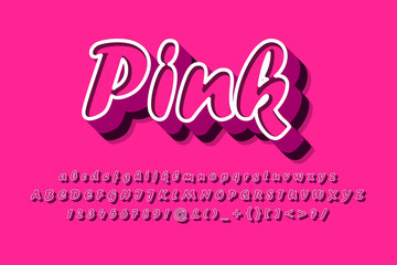 Font. Modern Pink Typography Font and Alphabet. Vector