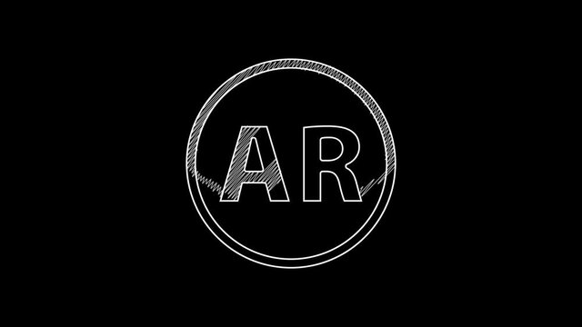 White line Ar, augmented reality icon isolated on black background. 4K Video motion graphic animation