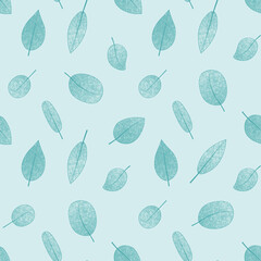 Seamless illustrated pattern with leaves