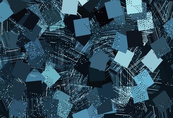 Light BLUE vector background with triangles, circles, cubes.