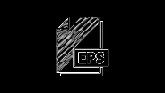 White line EPS file document. Download eps button icon isolated on black background. EPS file symbol. 4K Video motion graphic animation