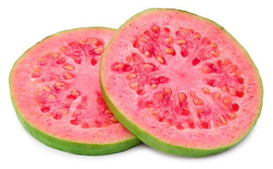 sliced guava isolated on white background. clipping path