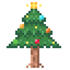Pixel illustration of a Christmas tree