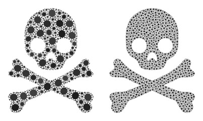 Vector covid-2019 mosaic death skull organized for pharmacy posters. Mosaic death skull is based on icon and it is shaped of biological hazard covid-2019 infection elements.