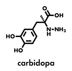 Carbidopa Parkinson's Disease drug. Prevents peripheral breakdown of levodopa, allowing more L-DOPA to reach the brain. Skeletal formula.