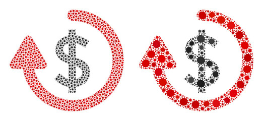 Vector covid-2019 collage refund combined for health care projects. Mosaic refund is based on icon and it is organized with biological hazard covid-2019 pathogen elements.