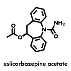Fototapeta premium Eslicarbazepine acetate epilepsy drug molecule. Skeletal formula.
