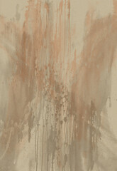 Tekstura w kolorach ziemi: beżowym, rdzawym, szarym z motywem akwarelowych zacieków. Grafika przeznaczona na tło, do druku na tkaninie, papierze.