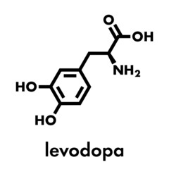 L-DOPA (levodopa) Parkinson's disease drug molecule. Skeletal formula.