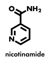 Nicotinamide drug and vitamin molecule. Skeletal formula.