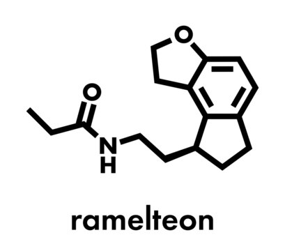 Ramelteon insomnia drug molecule. Skeletal formula.