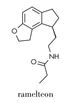 Ramelteon insomnia drug molecule. Skeletal formula.
