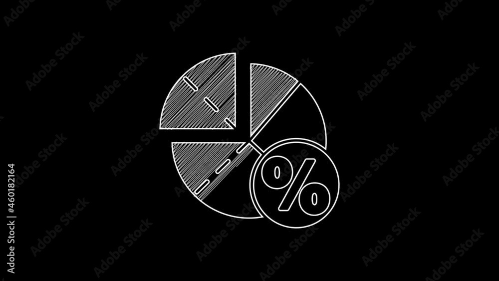 Canvas Prints White line Graph, schedule, chart, diagram, infographic, pie graph icon isolated on black background. 4K Video motion graphic animation