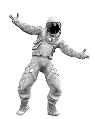 american astronaut is doing a gangster pose front view