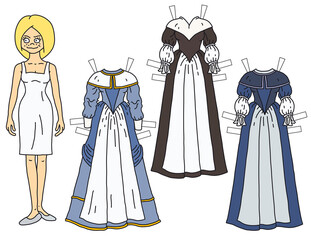 The blonde dressing paper doll baroque noblewoman