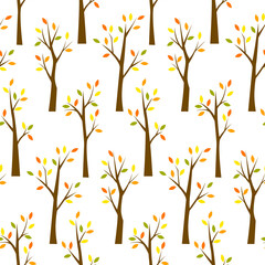 Autumn trees vector seamless pattern. Seamless background with trees.