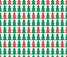 green and red christmas trees on white, geometric  ornament for new year and christmas holidays, seamless vector pattern