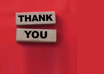 Text THANK YOU letters on the wooden blocks. Gratitude concept