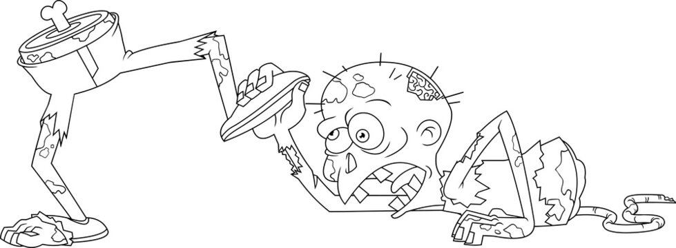recommend clip art: Outlined Crawling Zombie Cartoon Character. Vector Hand Drawn Illustration Isolated On White Background