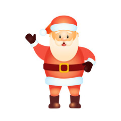 Friendly Santa Claus raised his hand up